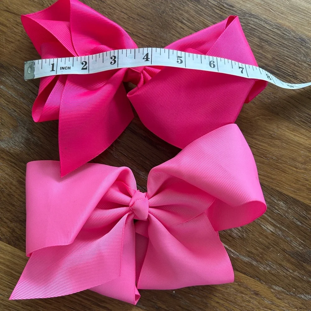 Two jumbo Bright Pink Hair Bows - Picture 2 of 6